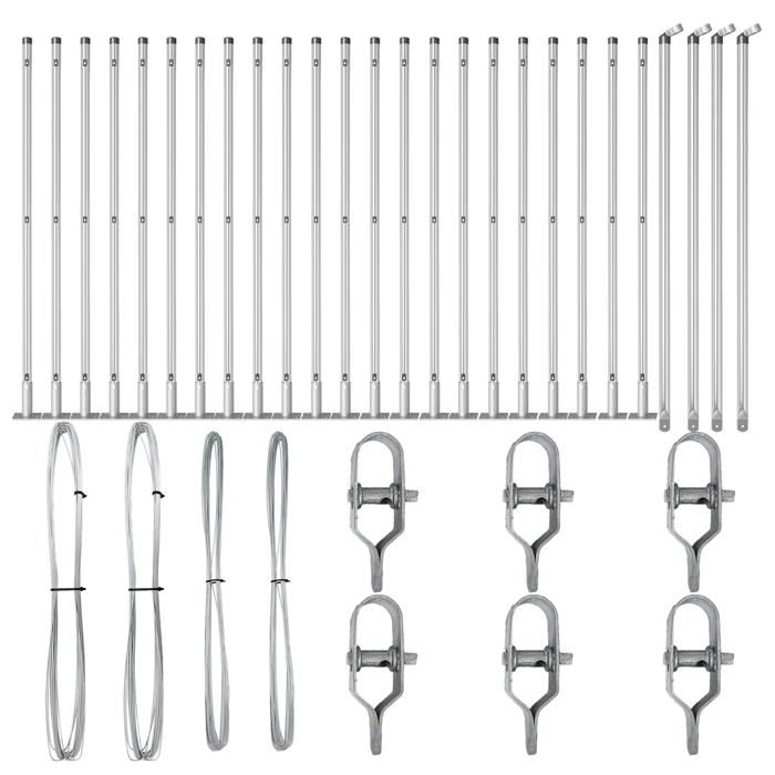 Fence Posts vidaXL Set of 26 Galvanized Steel 3.2 X 3.2 X 70 Cm 3350257