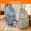 Star Simple Pattern Student Backpack With Plush Pendant For Casual Daily