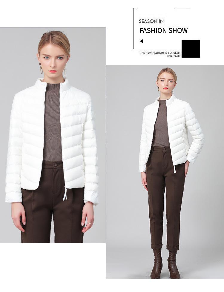 Women's Lightweight White Duck Down Jacket - 2026 Autumn/Winter, Warm Versatile Outerwear with Stand Collar