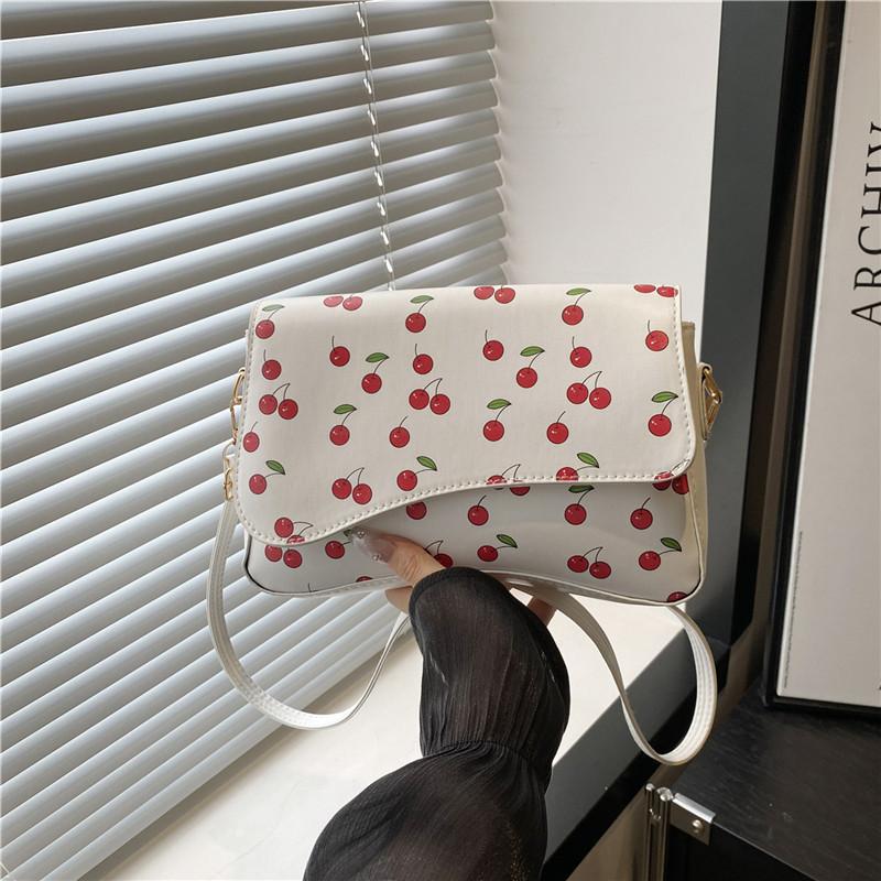 Summer Fashionable Mobile Phone Bag Women's New Simple Cherry Niche Shoulder Bag Oblique Span Small Square Bag