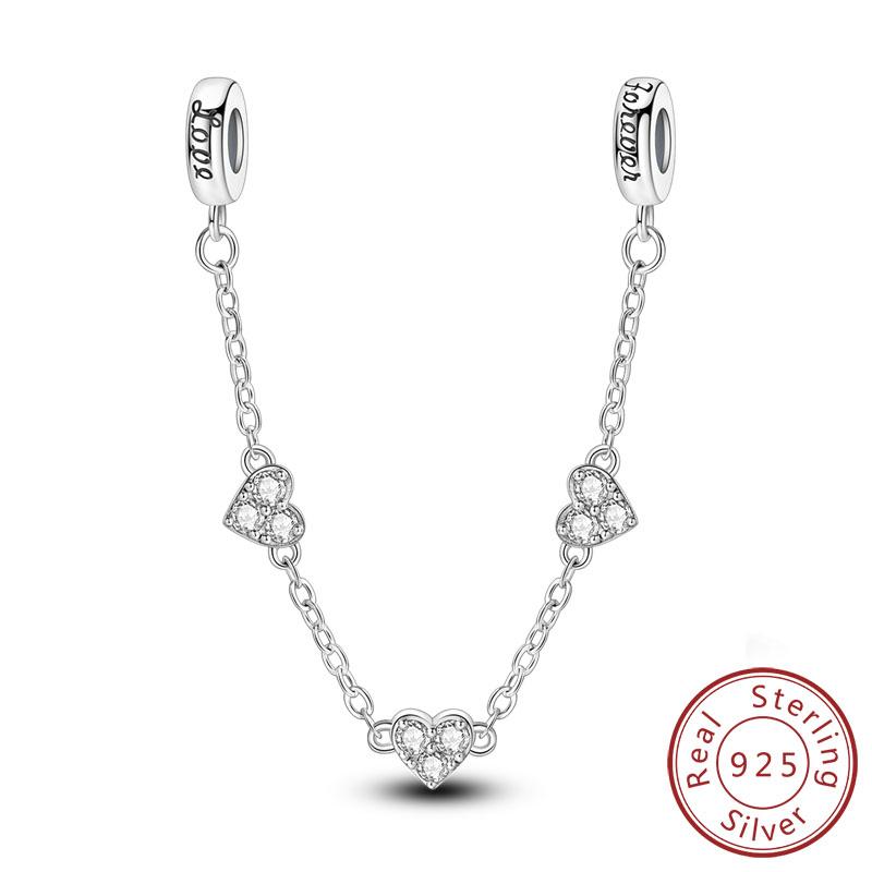 Safety Chain Charms Fit Original Copper Charms Beads Moon Star Butterfly Heart Safety Chain For Women Jewelry Gift