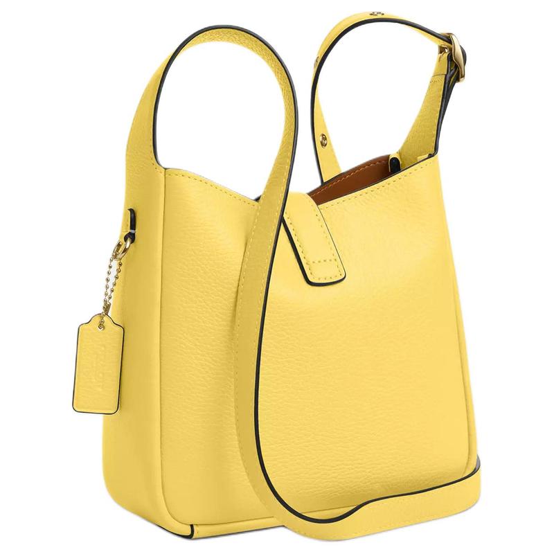 Coach Hadley 19 Brand Logo Fine Pebbled Leather Crossbody Bag Small Women's Yellow