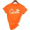 Queen Couples Women T Shirt Crown Printing Couple Clothes Summer Clothing Casual Round Neck Tops