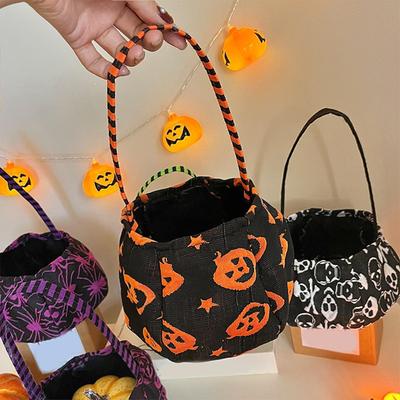 Halloween Candy Bag  Pumpkin Boo Trick or Treat Portable Candy Bag Tote Bucket Basket Kids Play Bags Holiday Storage Bags