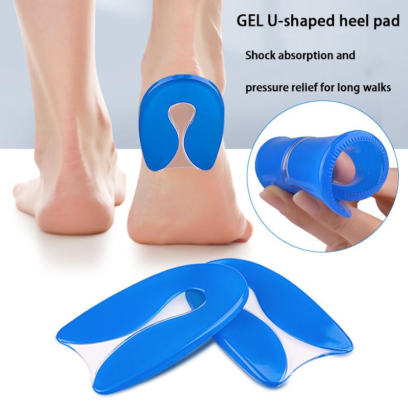 New U-Shaped Silicone Heel Cushion Shock Absorbing Half Cushion Heel Protector Foot Pain Relief Gel Cushion