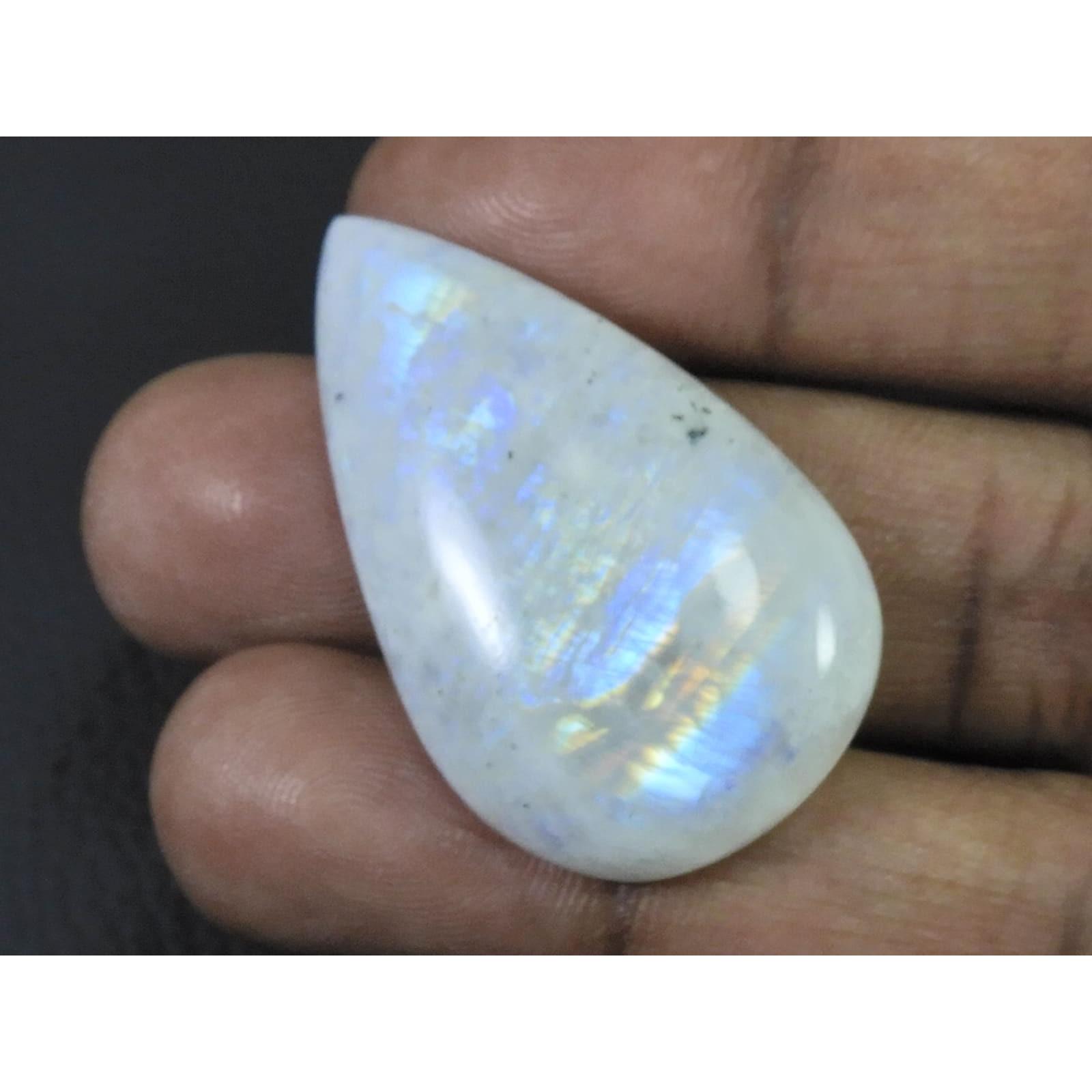 23X39X07 MM Natural Rainbow Moonstone Pear Cabochon Loose Gemstone 52Cts. C-1637