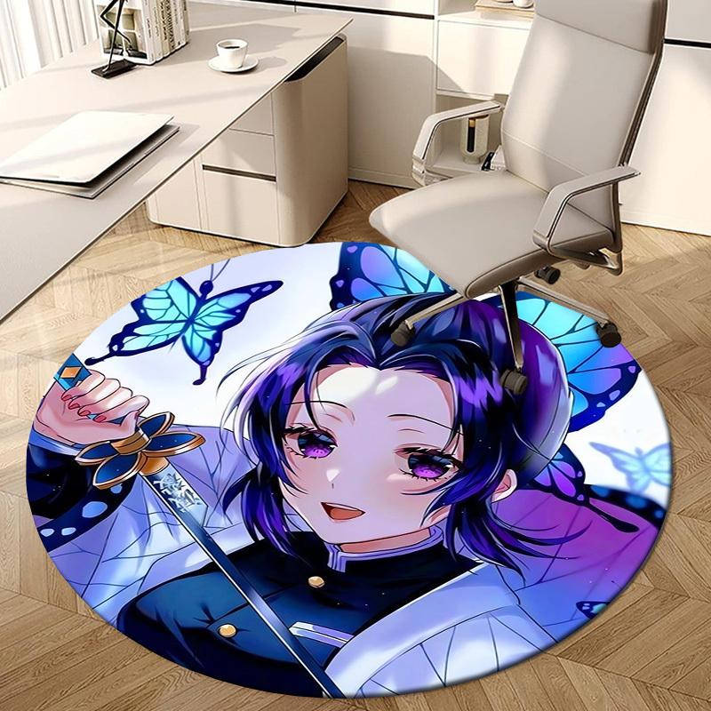 1pc Butterfly Warrior with Sword Round carpet, Made of Polyester,Perfect for Decorating Office Chairs, Living Rooms,Vibrant Decorative Rug