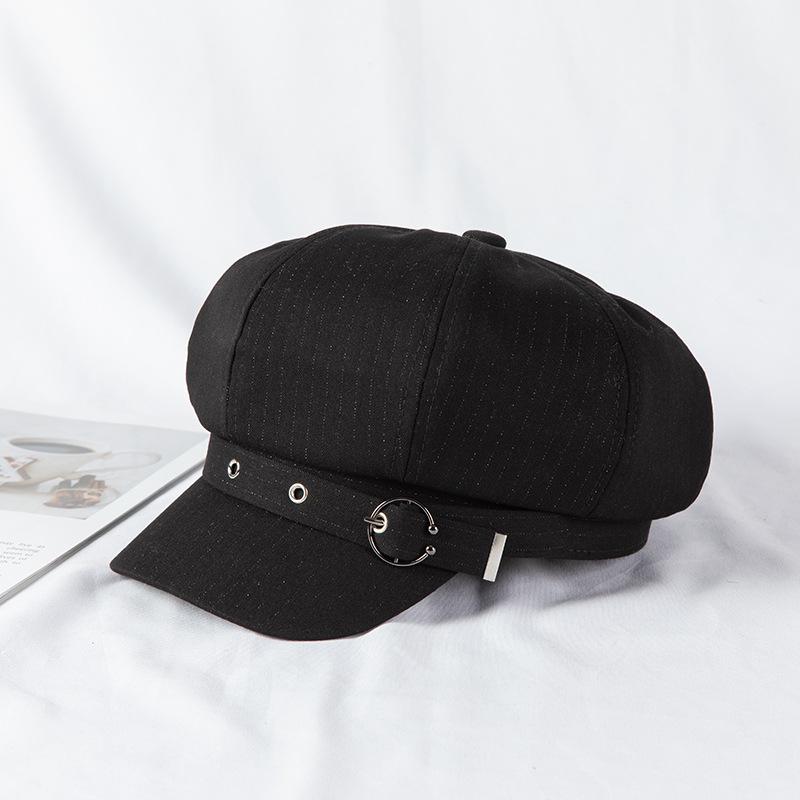 Damen-Barett im koreanischen Stil: Trendiger Retro Schwarzer Maler- und Schiebermützenhut für Herbst/Winter