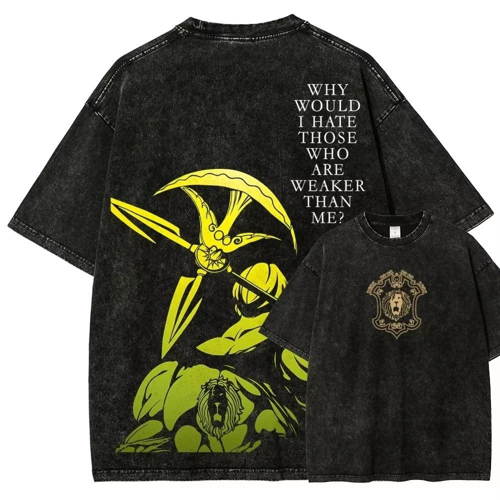 Japanese HotBlooded Anime The Seven Deadly Sins Escanor Printed TShirt Unisex Fashion Vintage Washed Cotton Tee Loose Top