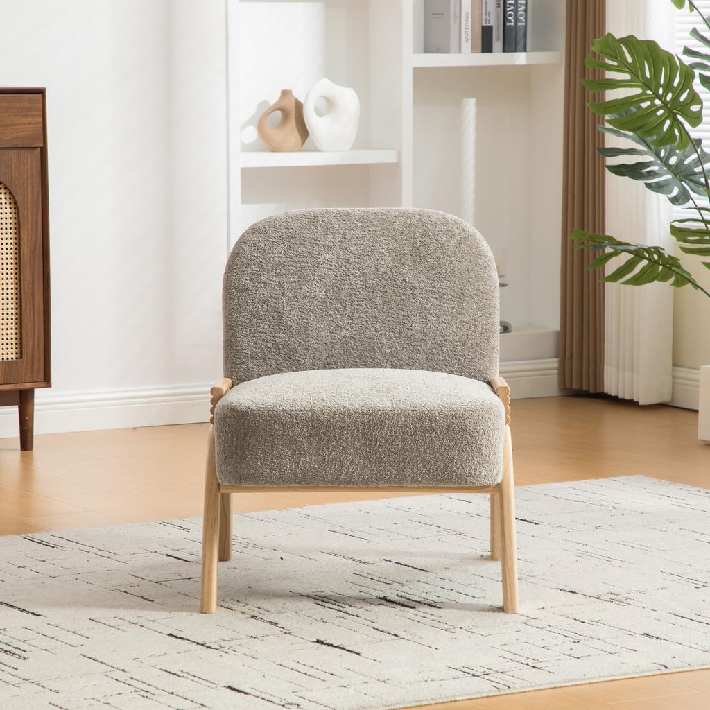 Scandinavian Fabric Lounge Chair – Soft Chenille Fabric and Sturdy Wood Frame, Ideal for Living Room & Bedroom, Gray