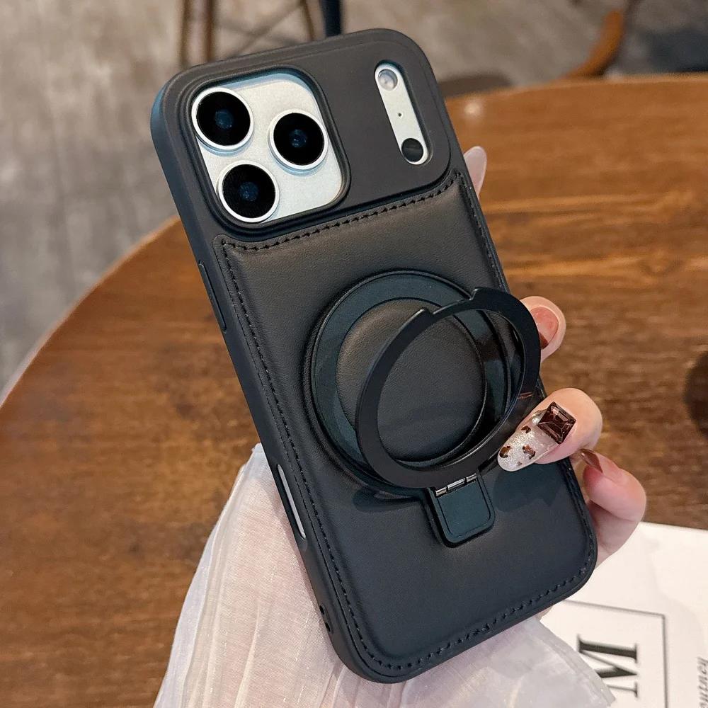 

Бизнес Кожаный Магнитный Для Magsafe Держатель Стенд Чехол Для iPhone 17 16 Pro Max 15 14 13 12 Беспроводная Зарядка Силиконовый Чехол iPhone 13