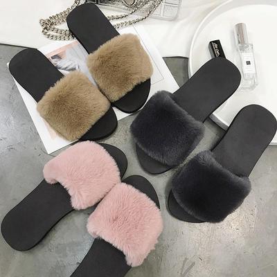 Women's Korean-Style Lightweight Fur Slippers: Warm, Flat-Bottomed Cotton for Autumn & Winter