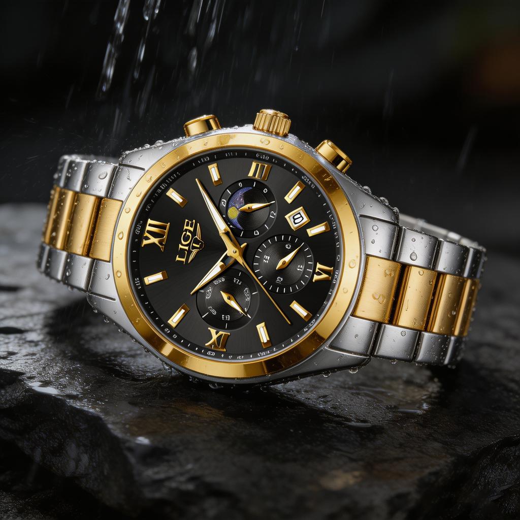 LIGE Top Original Luxury Man Wristwatch Luminous Waterproof Week Date Watch For Men Stainless Steel Quartz Fashion Men's Watches