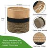 Cache-pot tissé coton 20x20 cm avec doublure - Panier rond marron/noir pour plantes d'intérieur