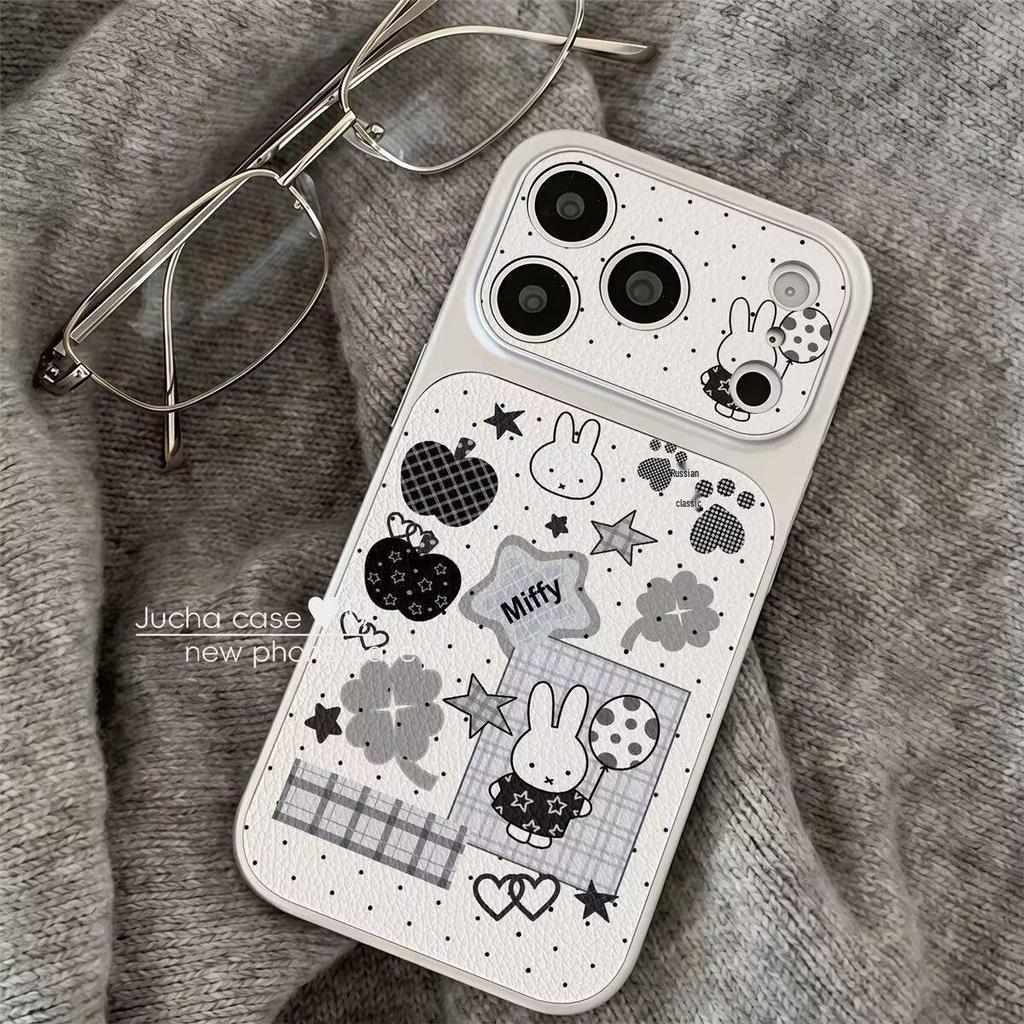 Balloon Miffy Cartoon Phone Case for Apple 17 Pro Max, 15, 16 Pro, 13, 11 - Silver Frame with Large Window
