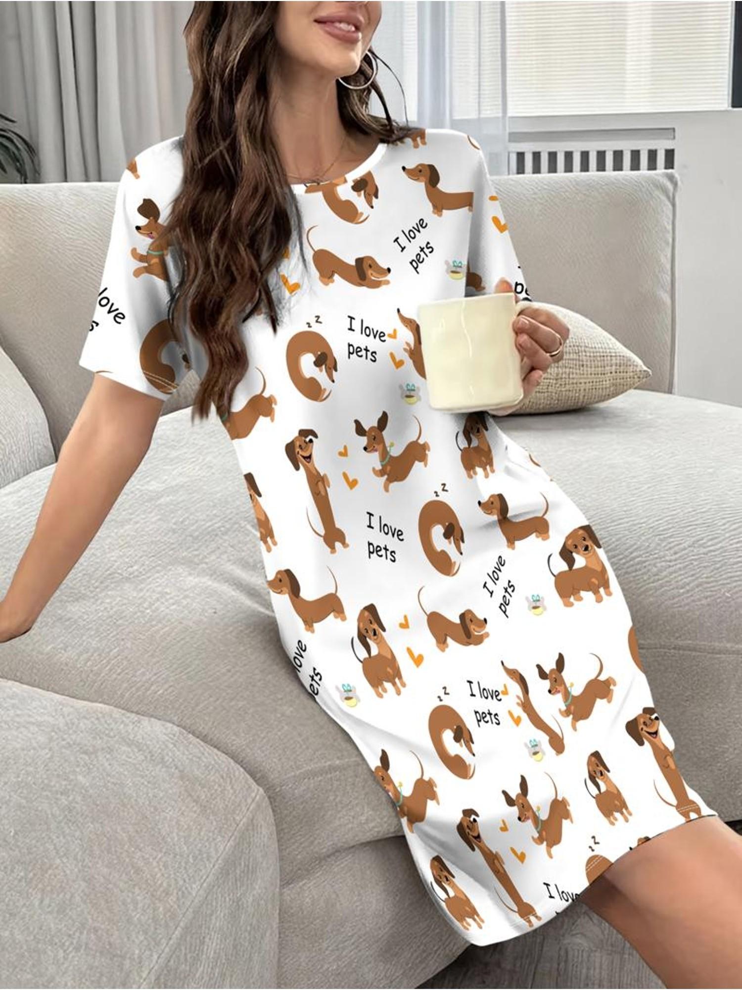 

Women s Homewear Top. Cute Dachshund ; ;I Love Pets; Pattern. Multiple Sizes. Polyester Material. Suitable for Home Relaxation. Comfortable ; Stylish XS
