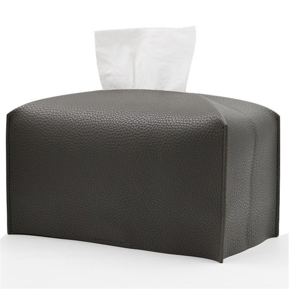 Tissue Box Cover Refined PU Leather Foldable Tissue Box Holder - Decorative Holder/Organizer for Bathroom Vanity Countertop
