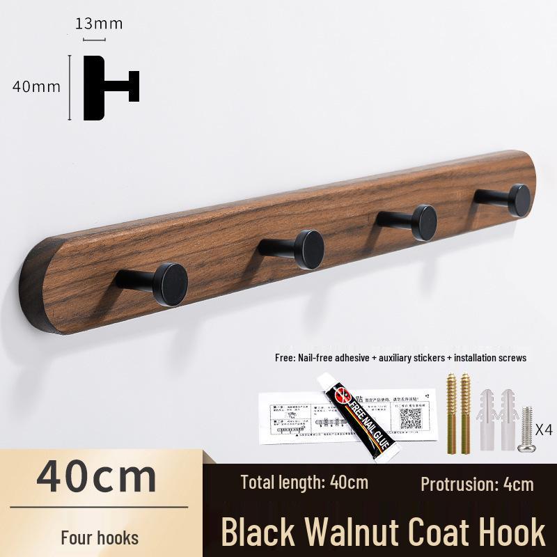 Solid Wood No-Punch Adhesive Coat Rack: Tiered Entryway/Wall/Door Mount Hanger