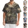 Men's Printing Short Sleeve V-neck Working Blouse Chest Pocket Carer Top