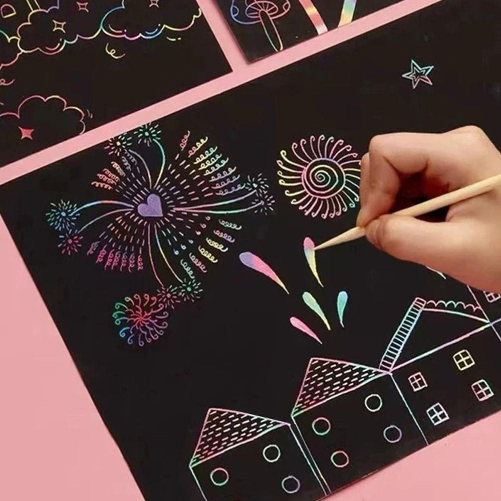 Papel para rayar de 16/32K con palo de bambú, 20 unidades, kit de pintura artística, papel de dibujo duradero