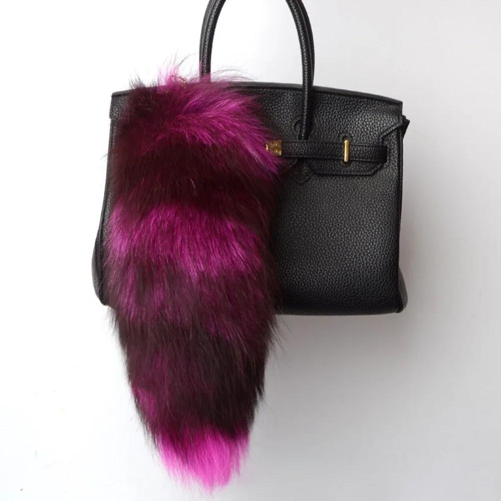 Fashion 40cm Fox Tail Keychain COS Performance Props Beautiful Tassel Key Rings Chain