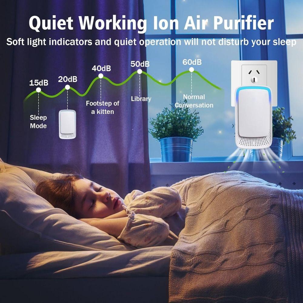 US UK EU Plug Air Purifier Small Plug-In Air Purifier Odor Removal Negative Ion Generator Bedroom