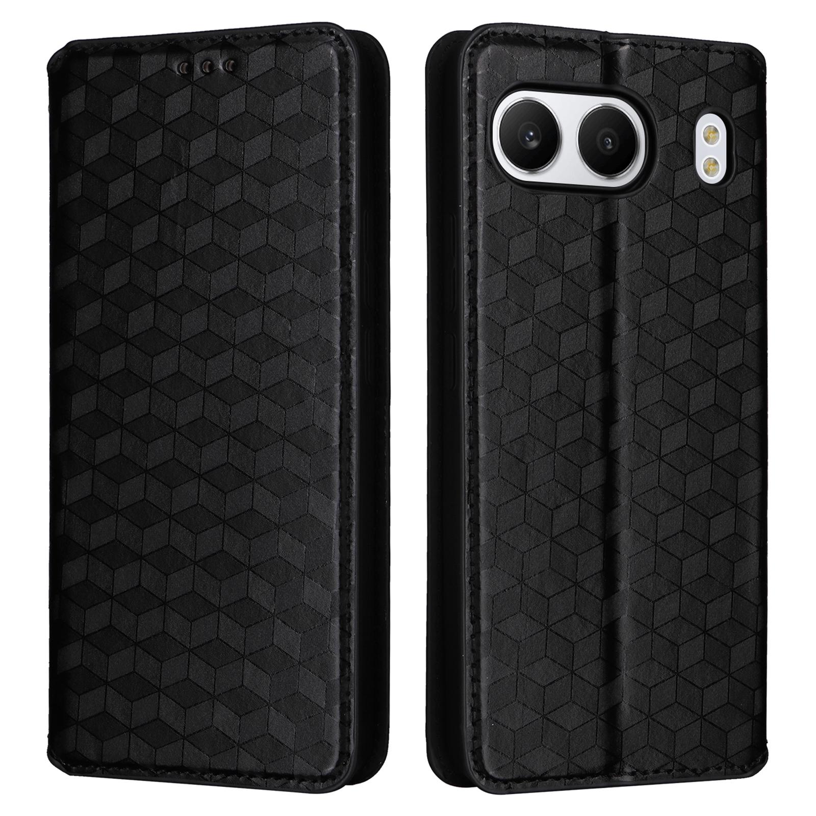 

For OnePlus Nord 4 Wallet Case Rhombus Imprinted Leather Phone Cover Black