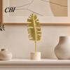 Stable Base Feather Decor Gold Leaf/Feather Ornaments with Weighted Round Base, Metal 3D Three-Dimensional Leaf Pattern Desktop for Home Office