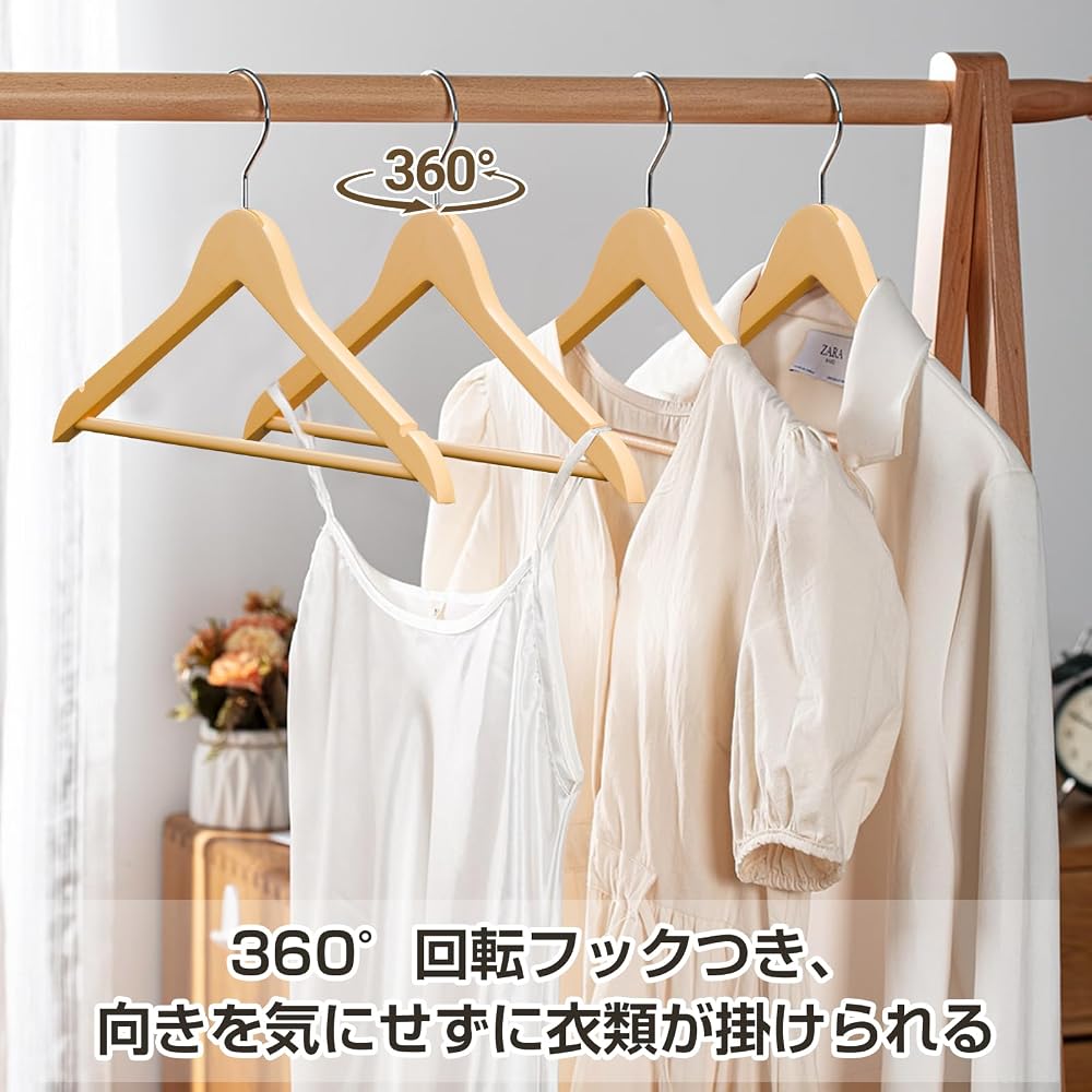 MIGABER Premium Wooden Hangers, Set of 20, Suit Hangers, Prevents Clothes from Losing Shape, Leaves