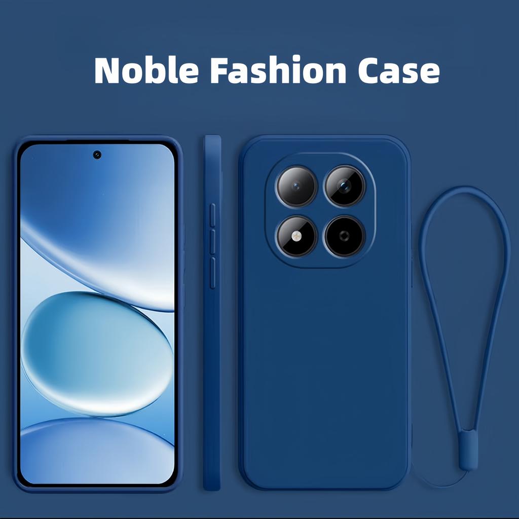 With Lanyard Fashion Solid Colour Shockproof Protective Liquid Silicone Phone Case For Redmi 15 14 13 Pro Plus 5G/4G