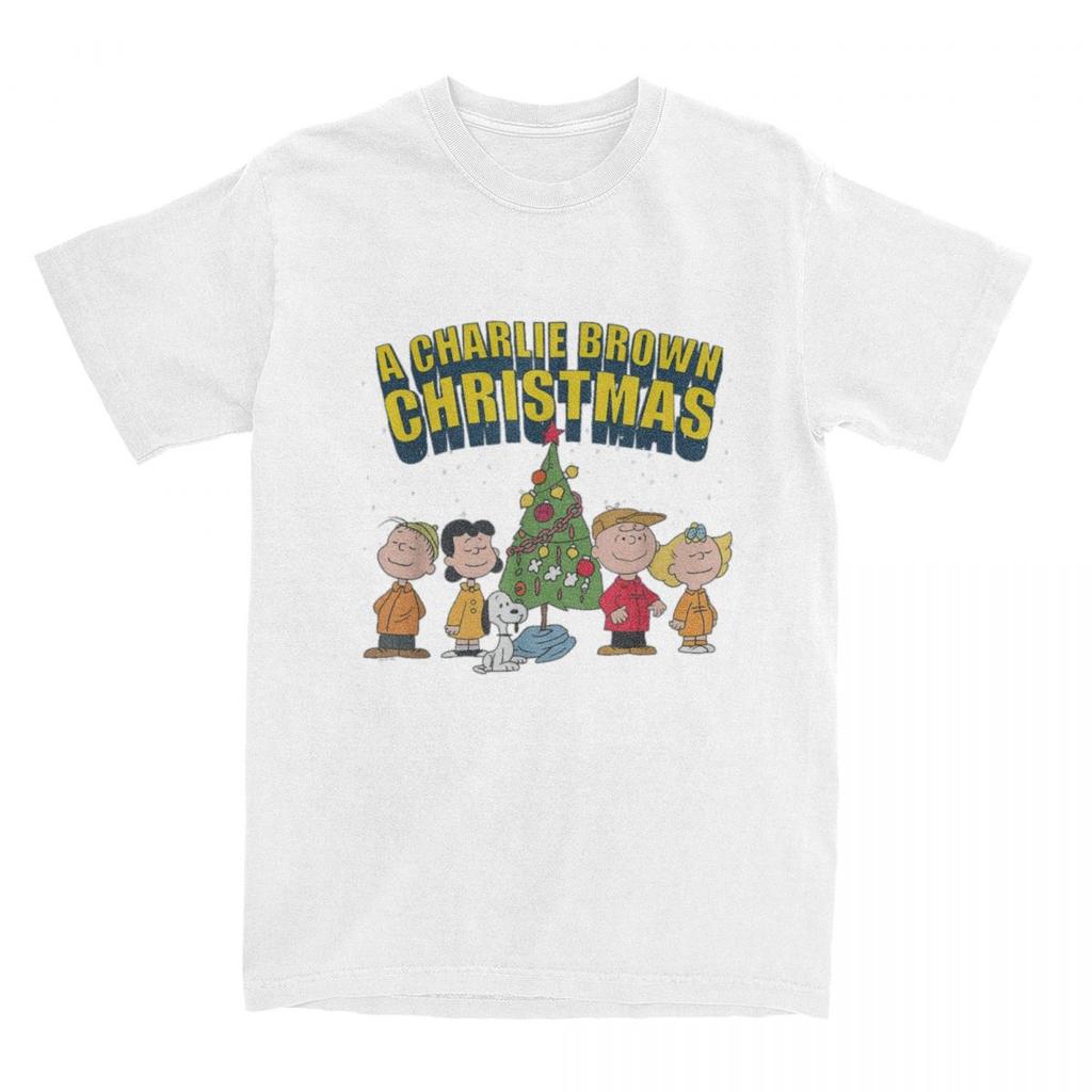 Fıstıklar Charlie Brown Noel Özel Snoopy Erkek Kadın Tişört Yenilikçi Tişört O Yaka Tişört Pamuklu Yeni Gelen Giysiler