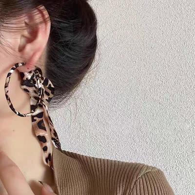 High-End Light Luxury Leopard Print Tassel Hoop Earrings