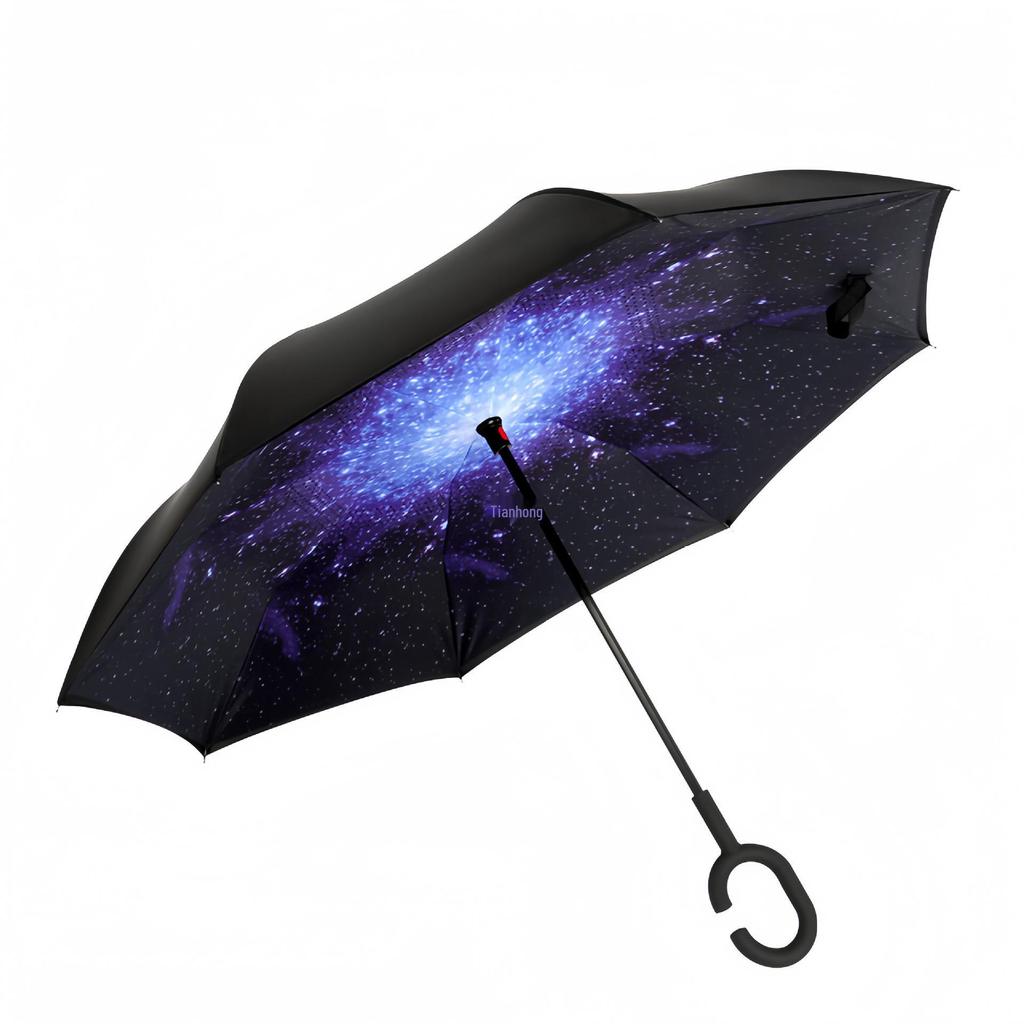 Double-Layer Reverse Umbrella with Standable Handle - Large, Durable, Sun & Rain Protection for Men & Women