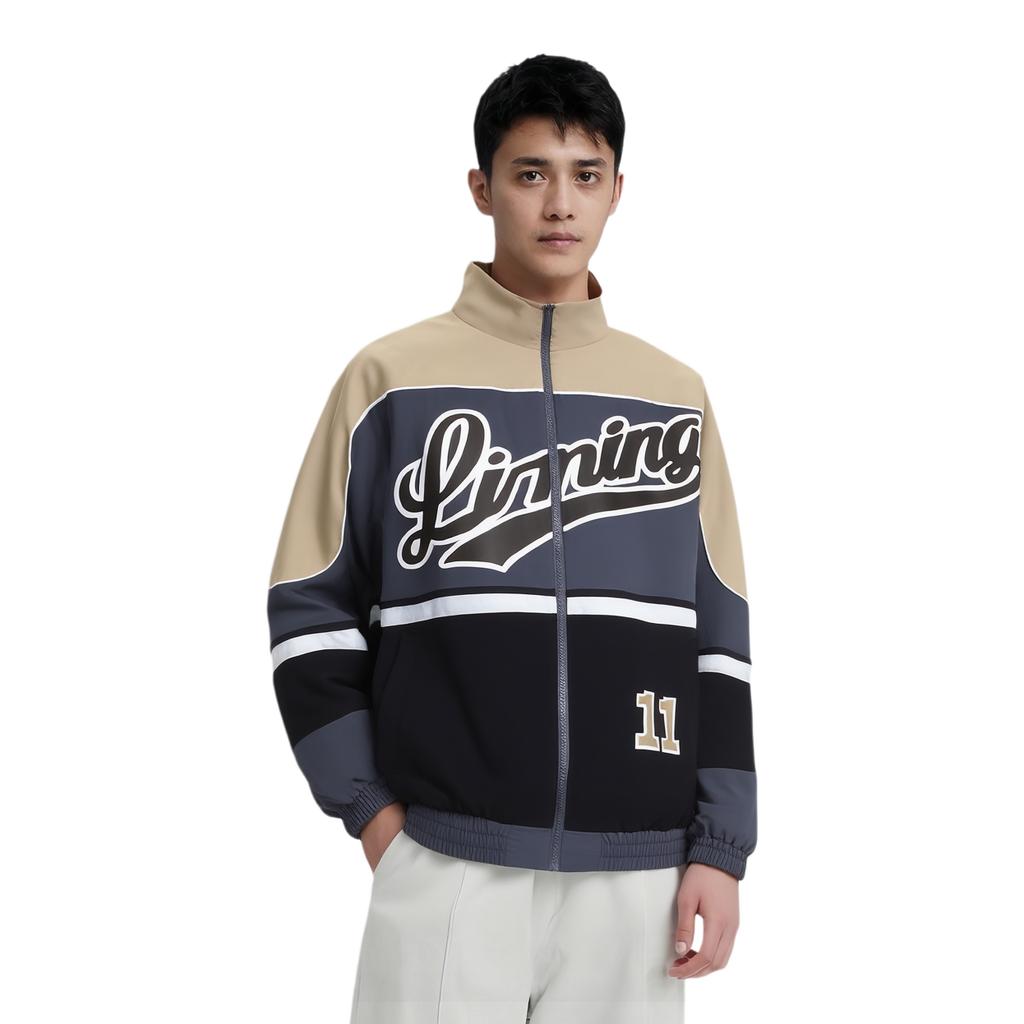 Li-Ning Sport Lifestyle Series Color Block Stand Collar Jacket Unisex Jacket Thunder-Grey AJDSA99-7
