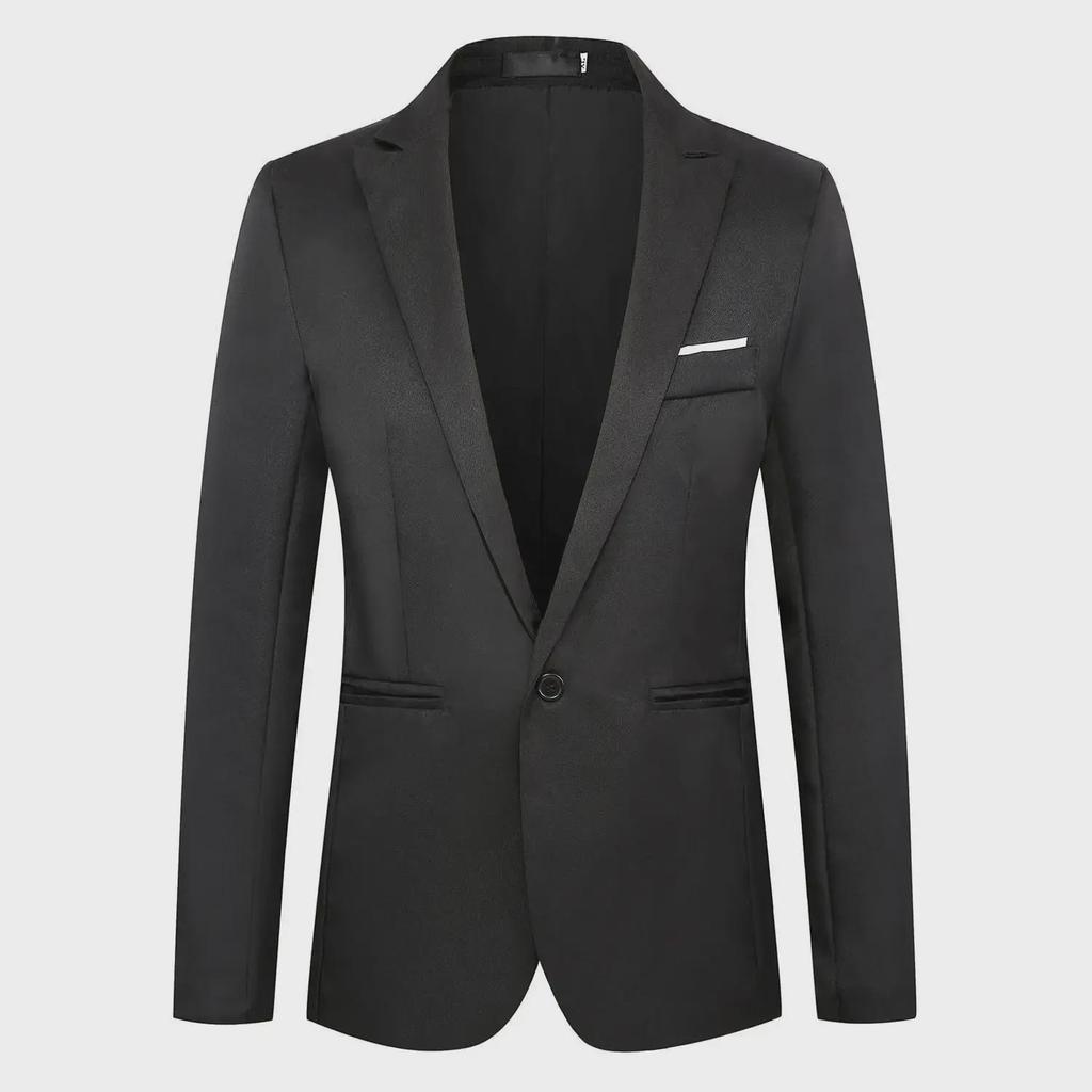 Men's Plus Size Slim Fit Suit Jacket - Lightweight, Solid Color, Multi-color Options.