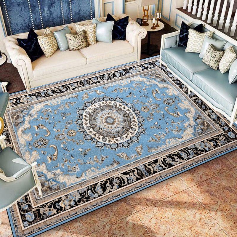 American Style Blue Persia Carpet Living Room Decoration Sofa Table Area Rugs Easy Clean Bedroom Cloakroom Floor Mat Non-slip