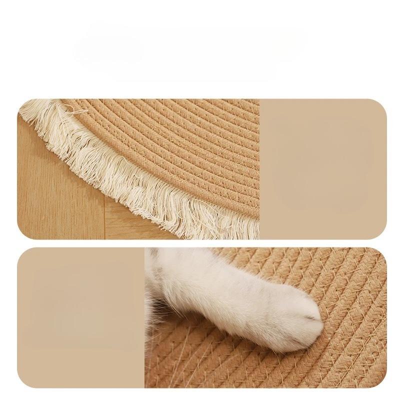 Large Scratching Mat for Indoor Cats Natural Cotton Rope Flat Scratcher Cat Scratch Rug Pad for Wall, Couch, Carpets, Sofas