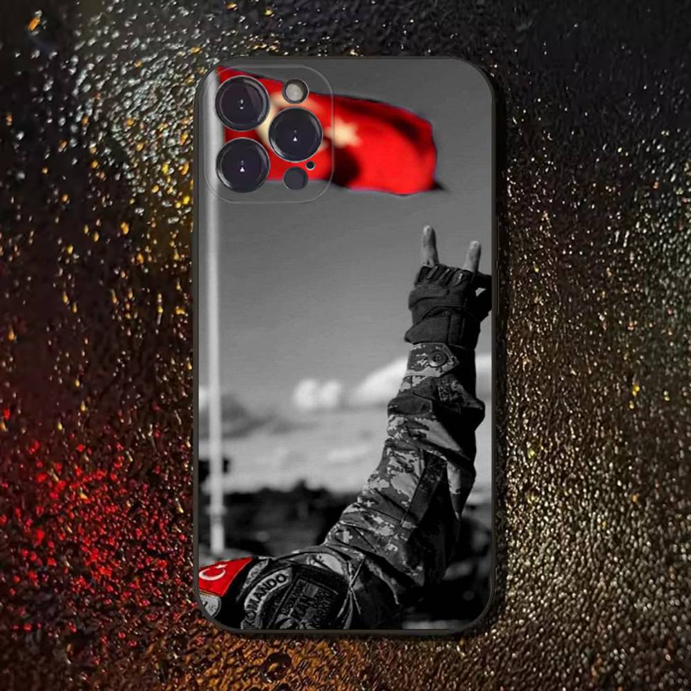 Turkey Turkish Flag Phone Case For iPhone 17,16,15,14,13,12,11 Plus,Pro Max,XS,X,XR,SE,Mini,8,7,Soft Silicone Black Cover