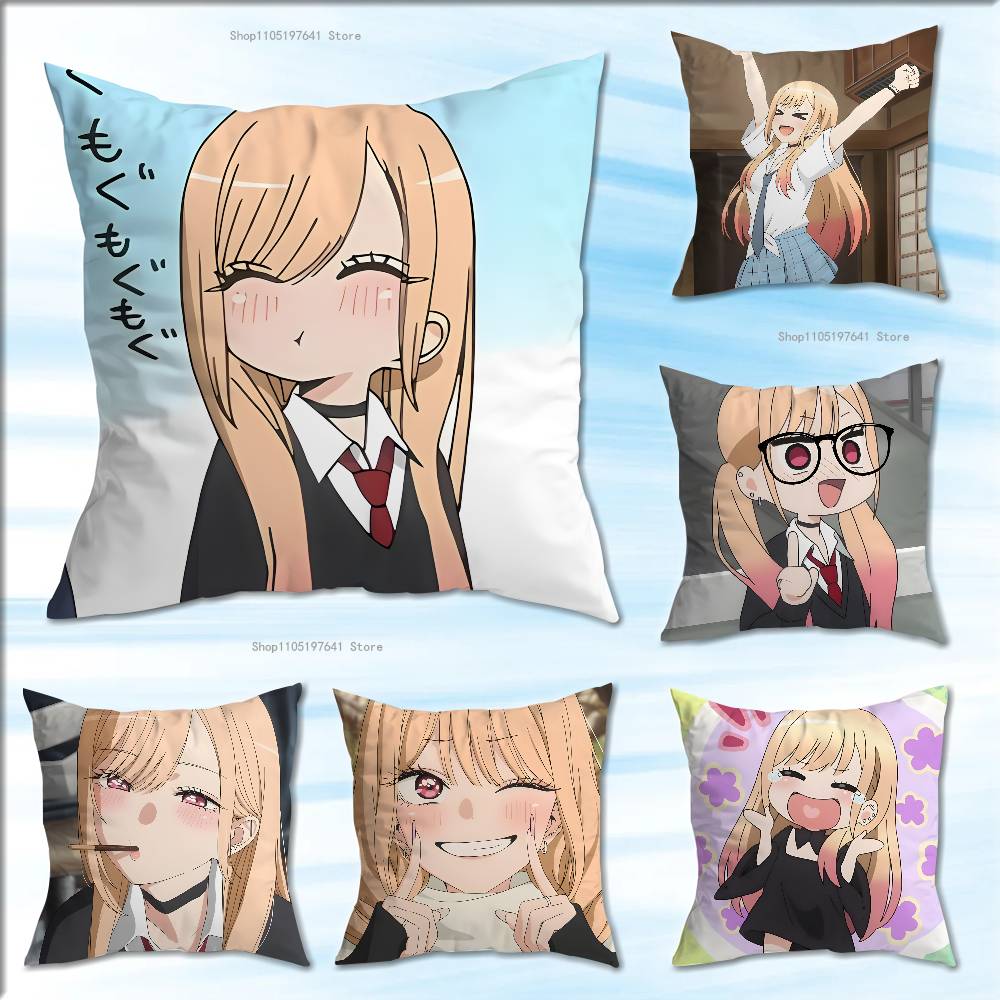 K-Kitagawa M-Marin Pillow Case Plush Pillow Cases Home Decoration Pillow Cover For Sofa Bed Chair Living Room