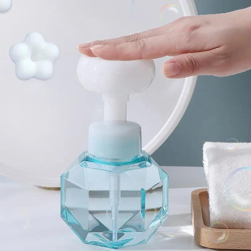 300ml Liquid Soap Dispenser Flower Shape Foam Foaming Pump Empty Bottle Plastic Clear Bottle Shower Gel Foam Pump Bottle