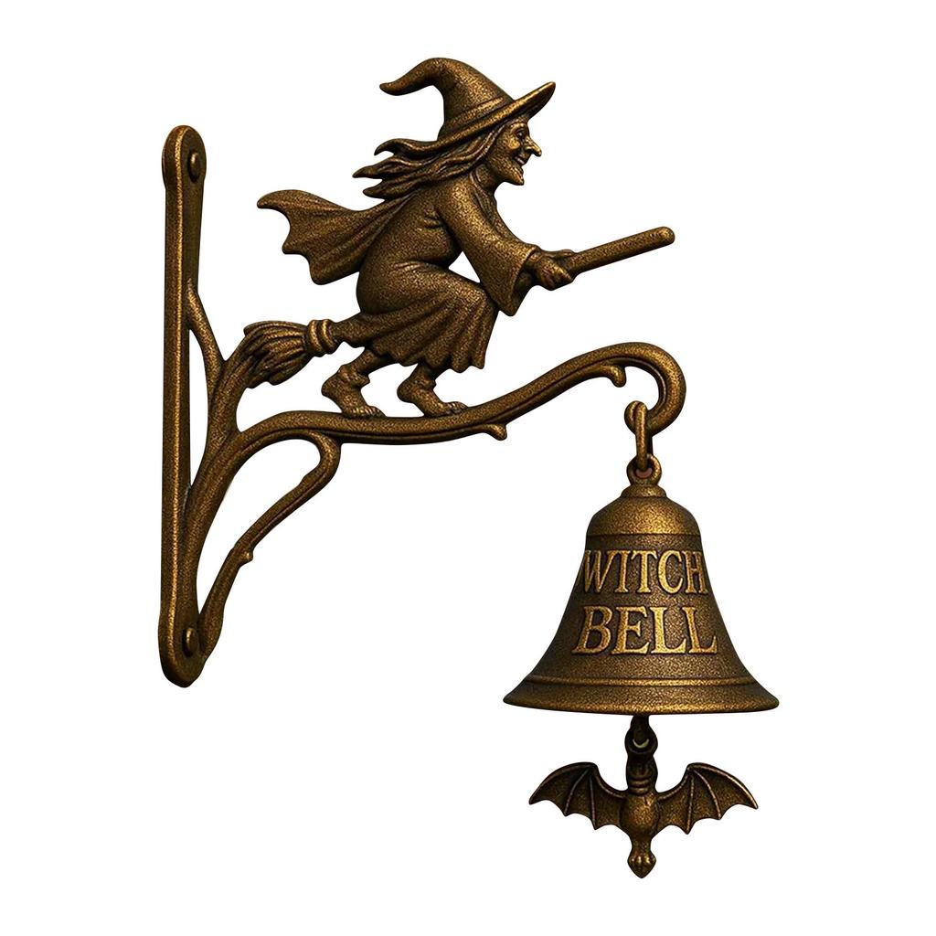 Vintage Witch Doorbell – Iron Halloween Door Hanger Bell With Witch, Outdoor Decorative Bell For Porch, Garden, Front Door, Gothic Witch Decor
