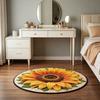 3D Visual Flower Rug Round Floral Floor Mat Peacock Living Room Rug Non-Slip Area Rug for Bedroom Bathroom Door Kitchen Decoration