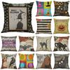 Animal Print Halloween Cushion Cover Cotton Linen Pillow Case Decoration Home