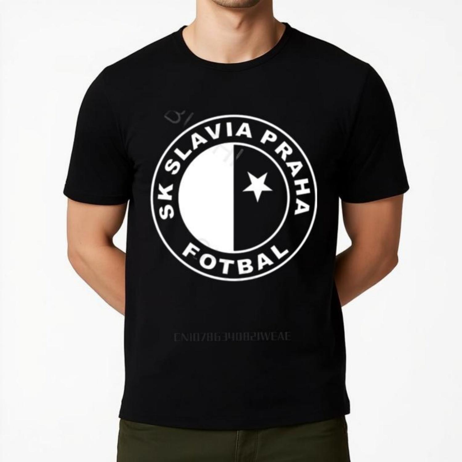 Men Cotton T-Shirt Summer Brand Tshirt SK Slavia Praha T-Shirt Czech Republic Prague Print T-Shirt Unisex T-shirt Loose Style S