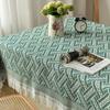 Rectangular Table Cover French Rustic Coffee Table Mat Interweaving Grid Tablecloth  Bedside Table