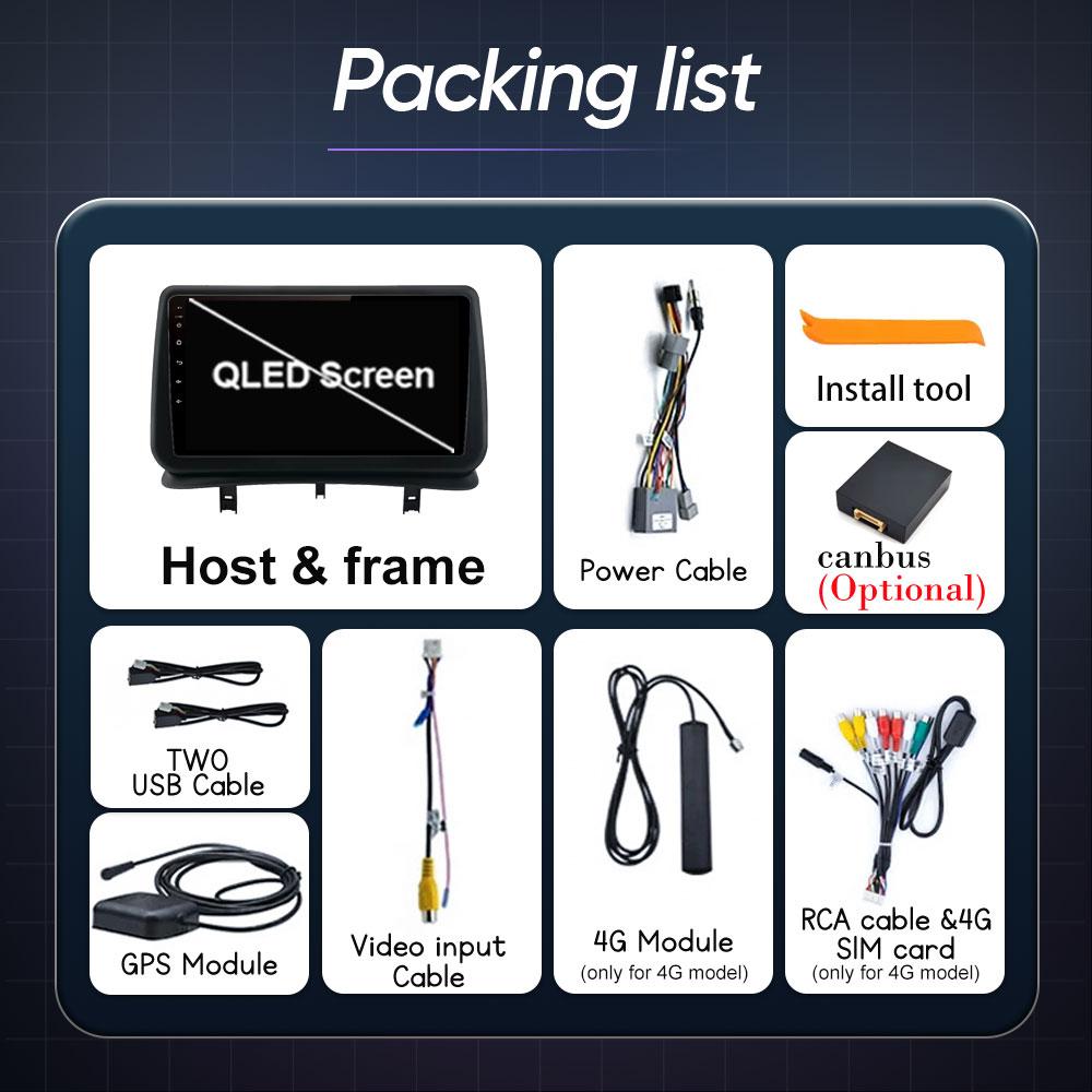 Car Android 14 For Renault Clio 3 2005 - 2014 Car Radio Multimedia Player Navigation GPS Autoradio CarPlay QLED Screen No 2 Din