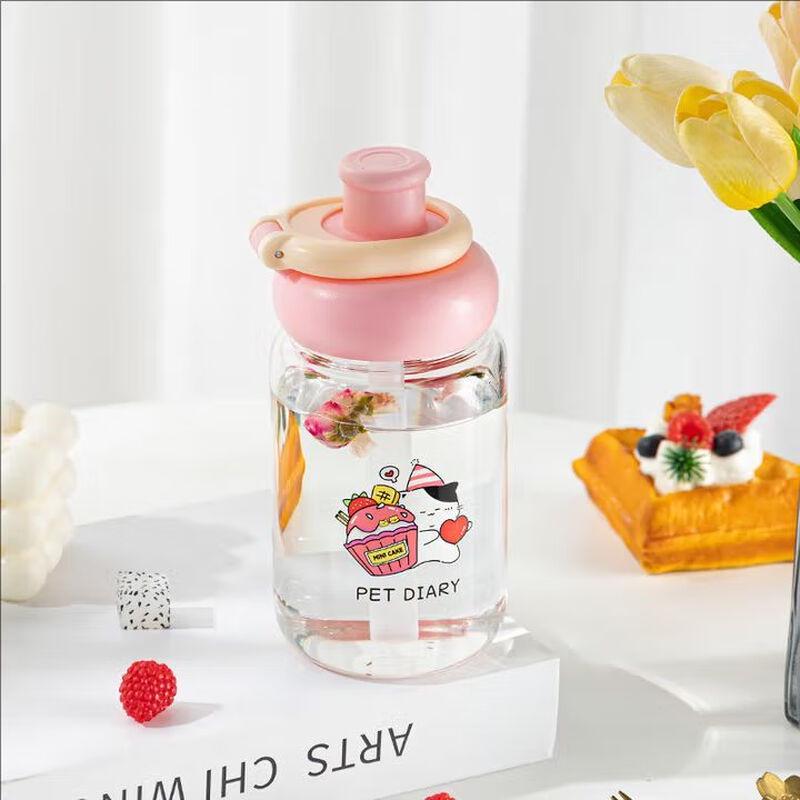 

High-Capacity Glass Water Bottle with Straw