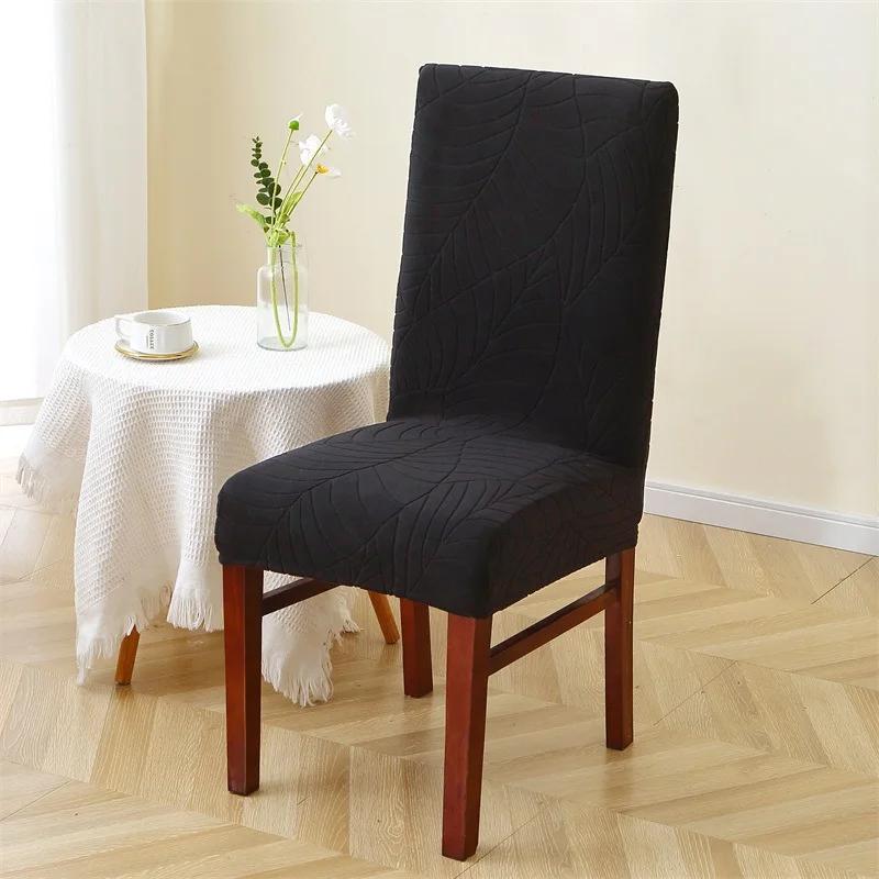 Pokrowce na krzesła jadalniane żakardowe z liśćmi Uniwersalny elastyczny pokrowiec na krzesło Pokrowce na krzesła odporne na kurz na wesele, do kuchni, na bankiet, do hotelu