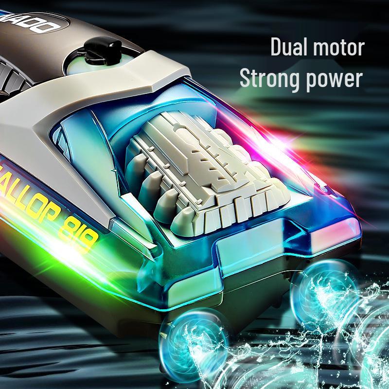 HJ819 Remote Control Speedboat: High-Speed, Rechargeable 2.4G RC Boat with LED Lights, Perfect for Kids