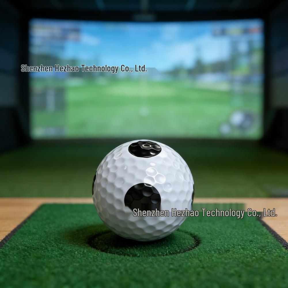 Golf Simulator Practice Ball with Black Recognition Dot, 2-Piece Design for Data Tracking